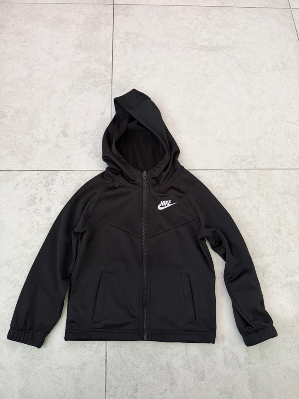 Nike Black Hooded Zip-Up Sweatshirt with White Logo